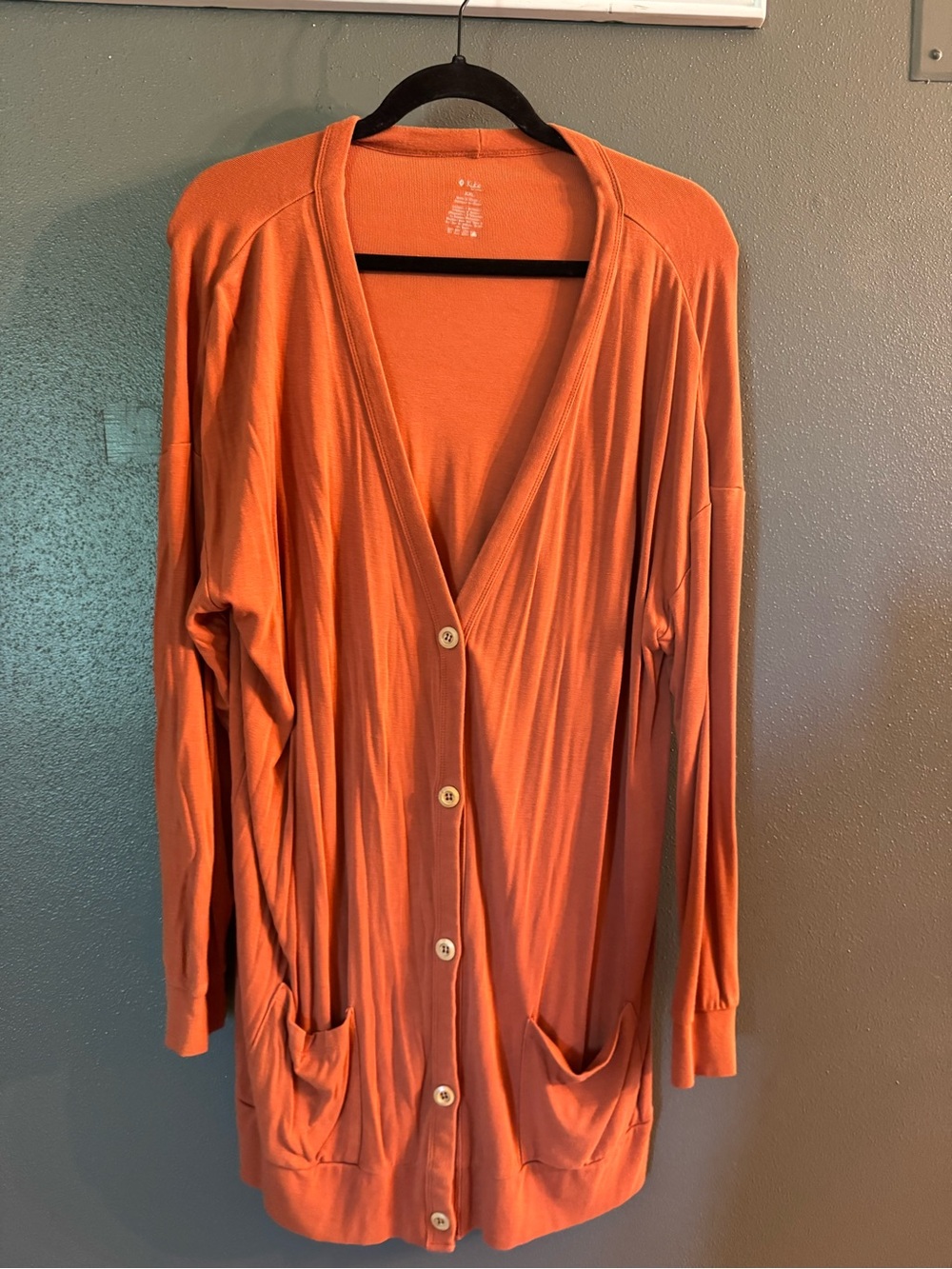 Kyte Baby Women’s Lightweight Rust Orange Bamboo Jersey Button-Front Cardigan